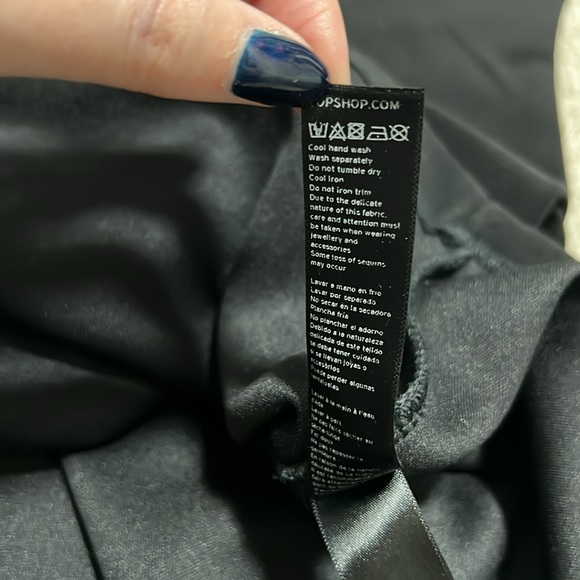 Topshop Black Mesh Sequin Polka Dot Bodycon Dress - Picture 14 of 14